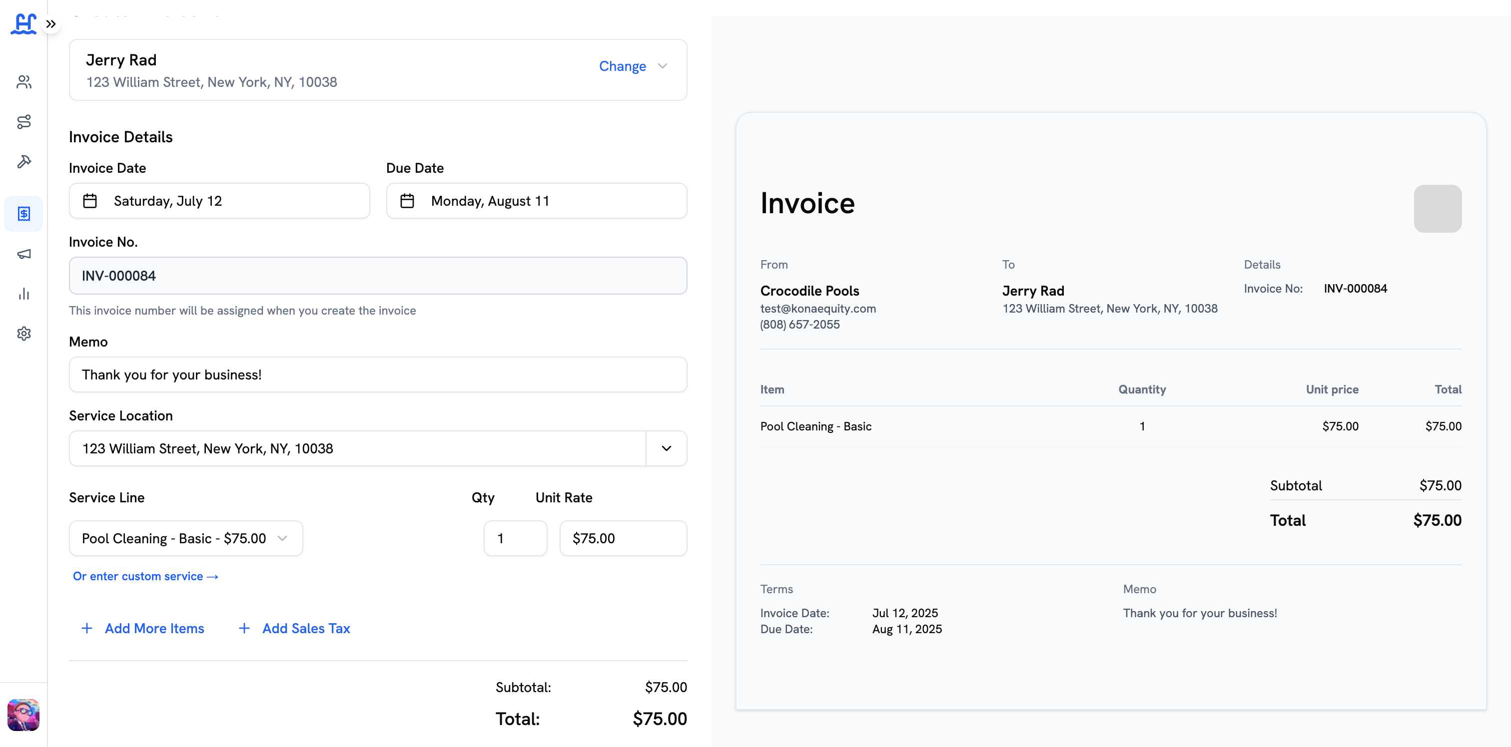 Invoice Generation Dashboard