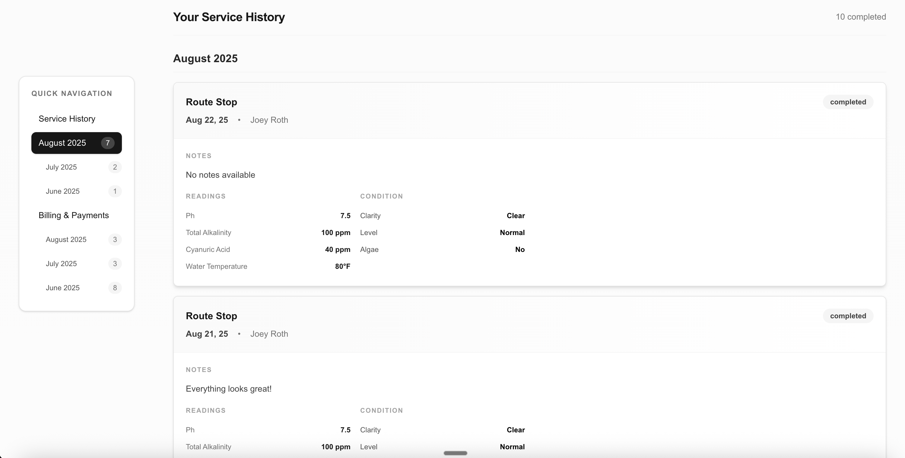 Service History